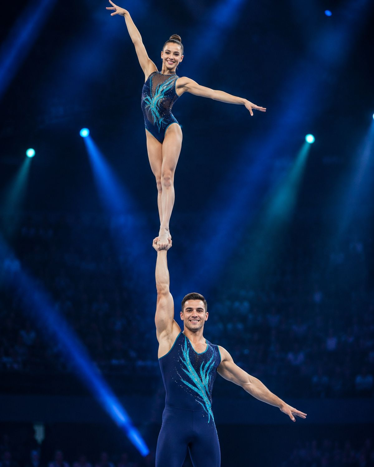 Pareja mixta de gimnasia acrobática