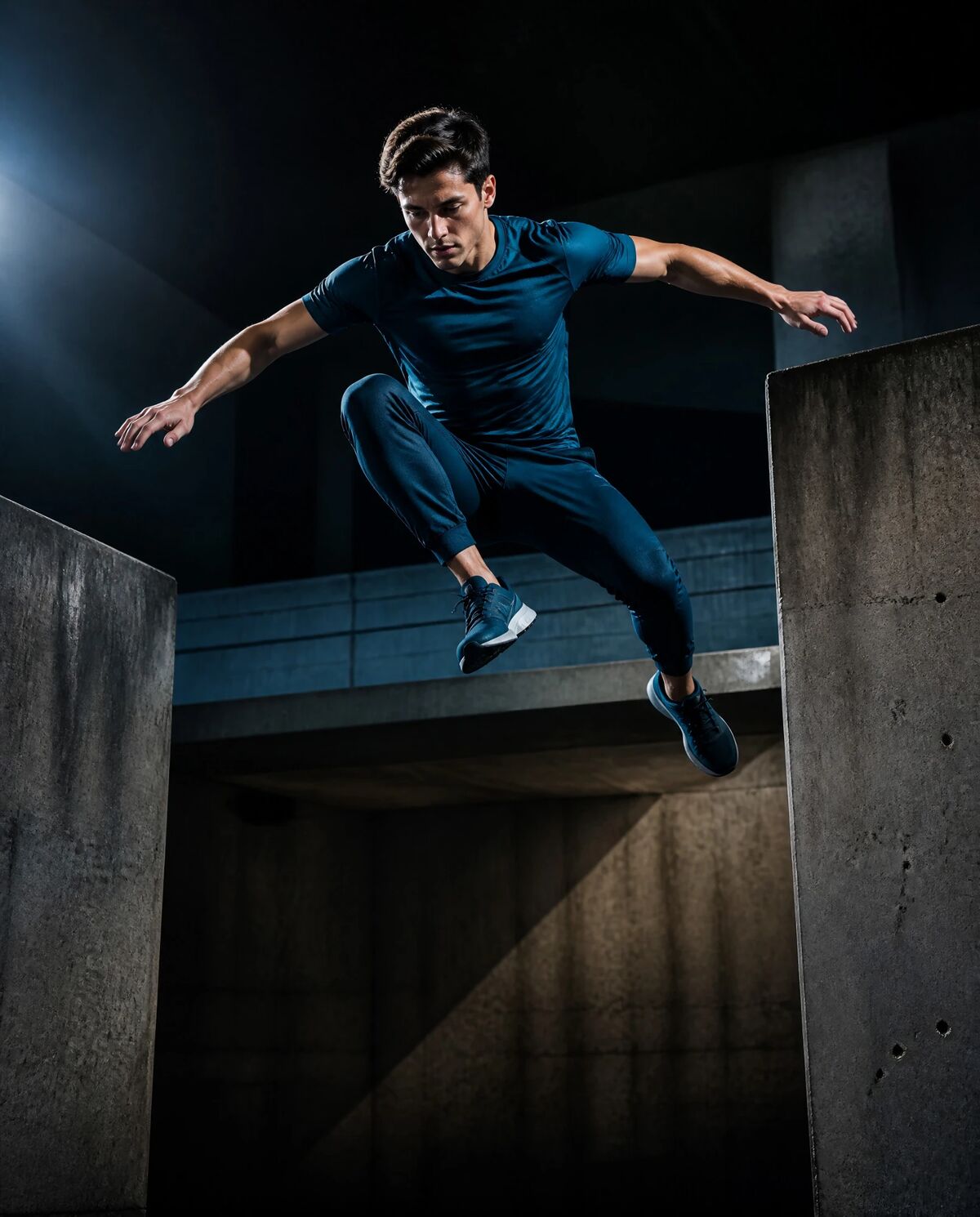 Salto de parkour entre bloques